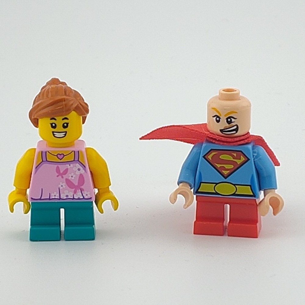 Lego mini figures Tourist Girl pink tank top Superman hero replacement toys